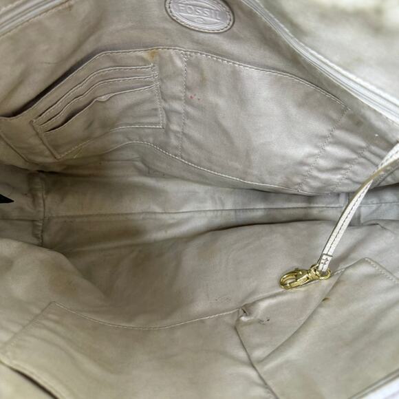 Fossil Sydney Geometric Diamond Coated Canvas Tote Bag Black/Ivory Purse Shopper - Picture 8 of 12